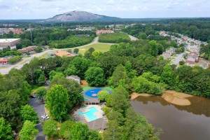 Apartments in Stone Mountain, GA - Aerial Shot of Community with View to Stone Mountain   
